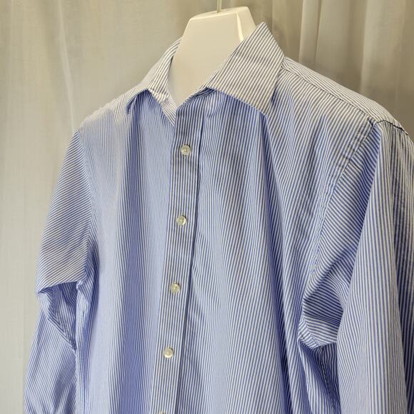 MICHAEL Michael Kors 100% Cotton Blue Stripe Dress Shirt, 16.5  32/33 - Picture 2 of 10